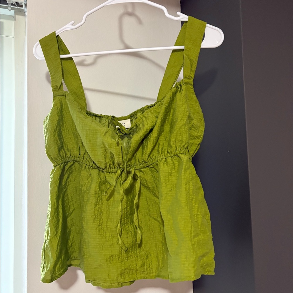 Green Tie Front Tank Top